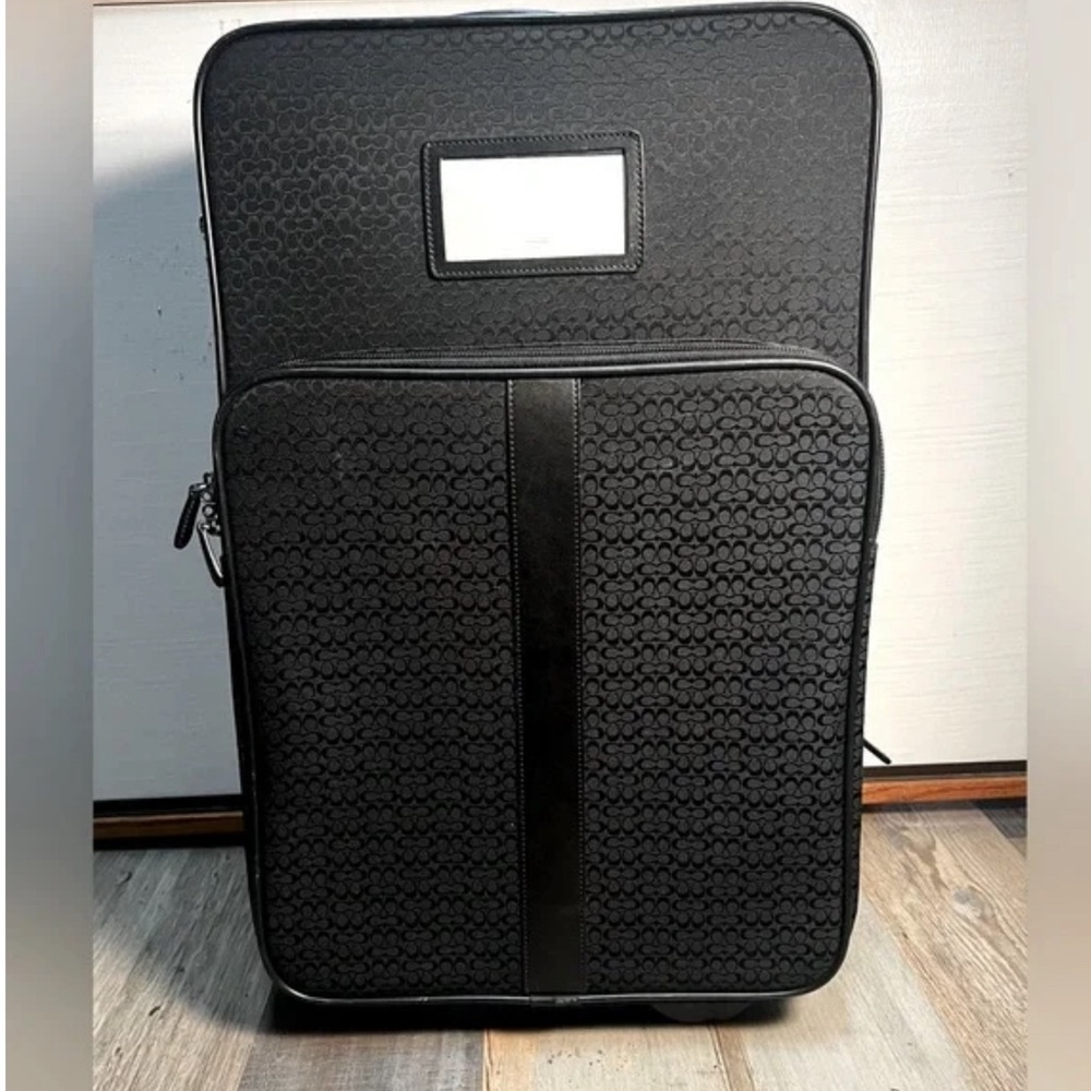 Coach Canvas Leather Signature Rolling Carry On Suitcase (Black) F05421